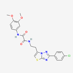 molecular formula C22H20ClN5O4S B2545874 N1-(2-(2-(4-chlorophenyl)thiazolo[3,2-b][1,2,4]triazol-6-yl)ethyl)-N2-(3,4-dimethoxyphenyl)oxalamide CAS No. 894038-33-6
