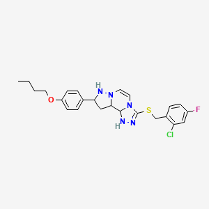 11-(4-Butoxyphenyl)-5-{[(2-chloro-4-fluorophenyl)methyl]sulfanyl}-3,4,6,9,10-pentaazatricyclo[7.3.0.0^{2,6}]dodeca-1(12),2,4,7,10-pentaene