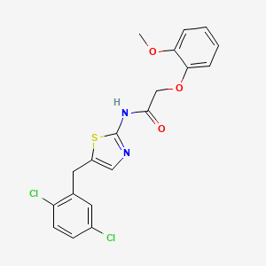 molecular formula C19H16Cl2N2O3S B2545890 N-[5-[(2,5-dichlorophenyl)methyl]-1,3-thiazol-2-yl]-2-(2-methoxyphenoxy)acetamide CAS No. 301176-49-8