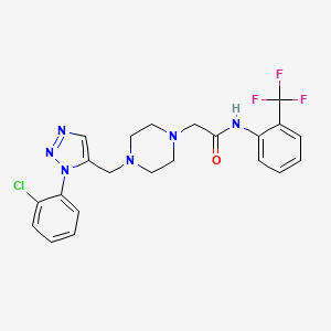 molecular formula C22H22ClF3N6O B2545924 2-(4-((1-(2-chlorophenyl)-1H-1,2,3-triazol-5-yl)methyl)piperazin-1-yl)-N-(2-(trifluoromethyl)phenyl)acetamide CAS No. 1396808-68-6