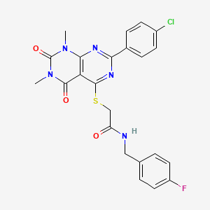 molecular formula C23H19ClFN5O3S B2545927 2-((2-(4-chlorophenyl)-6,8-dimethyl-5,7-dioxo-5,6,7,8-tetrahydropyrimido[4,5-d]pyrimidin-4-yl)thio)-N-(4-fluorobenzyl)acetamide CAS No. 920488-98-8