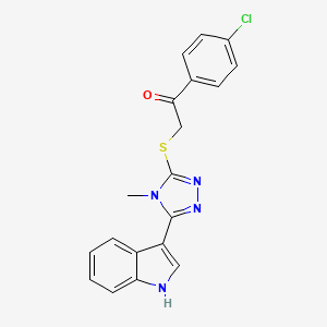 molecular formula C19H15ClN4OS B2545928 2-((5-(1H-indol-3-yl)-4-methyl-4H-1,2,4-triazol-3-yl)thio)-1-(4-chlorophenyl)ethanone CAS No. 852143-44-3