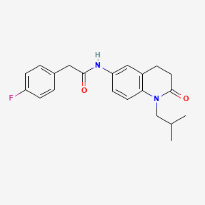 molecular formula C21H23FN2O2 B2545930 2-(4-fluorophenyl)-N-(1-isobutyl-2-oxo-1,2,3,4-tetrahydroquinolin-6-yl)acetamide CAS No. 941911-08-6
