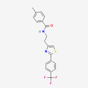 molecular formula C20H17F3N2OS B2545936 4-methyl-N-(2-(2-(4-(trifluoromethyl)phenyl)thiazol-4-yl)ethyl)benzamide CAS No. 896375-50-1