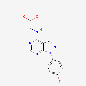 molecular formula C15H16FN5O2 B2545985 N-(2,2-dimethoxyethyl)-1-(4-fluorophenyl)-1H-pyrazolo[3,4-d]pyrimidin-4-amine CAS No. 890895-72-4