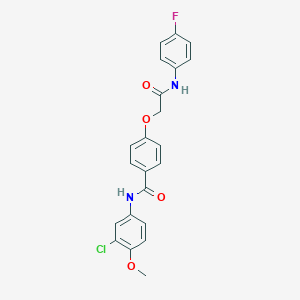 molecular formula C22H18ClFN2O4 B254603 N-(3-chloro-4-methoxyphenyl)-4-[2-(4-fluoroanilino)-2-oxoethoxy]benzamide 
