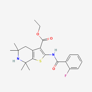 molecular formula C21H25FN2O3S B2546067 ethyl 2-(2-fluorobenzamido)-5,5,7,7-tetramethyl-4H,5H,6H,7H-thieno[2,3-c]pyridine-3-carboxylate CAS No. 896680-22-1