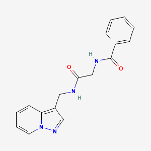 molecular formula C17H16N4O2 B2546136 N-(2-oxo-2-((pyrazolo[1,5-a]pyridin-3-ylmethyl)amino)ethyl)benzamide CAS No. 1396846-43-7