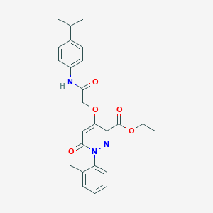 molecular formula C25H27N3O5 B2546182 ethyl 1-(2-methylphenyl)-6-oxo-4-({[4-(propan-2-yl)phenyl]carbamoyl}methoxy)-1,6-dihydropyridazine-3-carboxylate CAS No. 899733-18-7