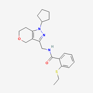 molecular formula C21H27N3O2S B2546183 N-({1-cyclopentyl-1H,4H,6H,7H-pyrano[4,3-c]pyrazol-3-yl}methyl)-2-(ethylsulfanyl)benzamide CAS No. 1788676-83-4