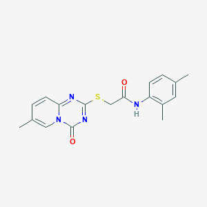 molecular formula C18H18N4O2S B2546186 N-(2,4-dimethylphenyl)-2-({7-methyl-4-oxo-4H-pyrido[1,2-a][1,3,5]triazin-2-yl}sulfanyl)acetamide CAS No. 896318-77-7