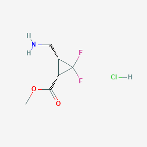 molecular formula C6H10ClF2NO2 B2546201 RAC-METHYL (1R,3S)-3-(AMINOMETHYL)-2,2-DIFLUOROCYCLOPROPANE-1-CARBOXYLATE HYDROCHLORIDE CAS No. 2095396-20-4