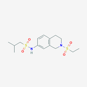 molecular formula C15H24N2O4S2 B2546204 N-(2-(ethylsulfonyl)-1,2,3,4-tetrahydroisoquinolin-7-yl)-2-methylpropane-1-sulfonamide CAS No. 955252-45-6