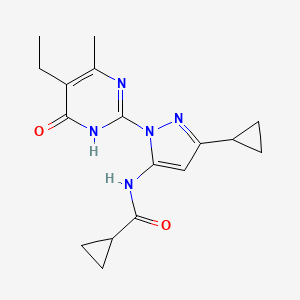 N-(3-cyclopropyl-1-(5-ethyl-4-methyl-6-oxo-1,6-dihydropyrimidin-2-yl)-1H-pyrazol-5-yl)cyclopropanecarboxamide