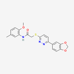 2-[6-(1,3-benzodioxol-5-yl)pyridazin-3-yl]sulfanyl-N-(2-methoxy-5-methylphenyl)acetamide