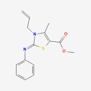 molecular formula C15H16N2O2S B2546212 methyl (2E)-4-methyl-2-(phenylimino)-3-(prop-2-en-1-yl)-2,3-dihydro-1,3-thiazole-5-carboxylate CAS No. 402946-40-1