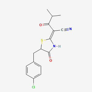 (Z)-2-(5-(4-chlorobenzyl)-4-oxothiazolidin-2-ylidene)-4-methyl-3-oxopentanenitrile