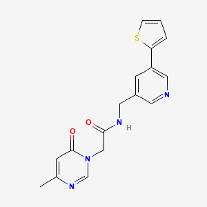 molecular formula C17H16N4O2S B2546272 2-(4-methyl-6-oxopyrimidin-1(6H)-yl)-N-((5-(thiophen-2-yl)pyridin-3-yl)methyl)acetamide CAS No. 2034597-48-1