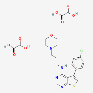 molecular formula C23H25ClN4O9S B2546276 5-(4-chlorophenyl)-N-(3-morpholinopropyl)thieno[2,3-d]pyrimidin-4-amine dioxalate CAS No. 381687-57-6