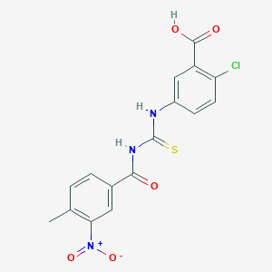 molecular formula C16H12ClN3O5S B2546278 2-Chloro-5-[(4-methyl-3-nitrobenzoyl)carbamothioylamino]benzoic acid CAS No. 530137-78-1