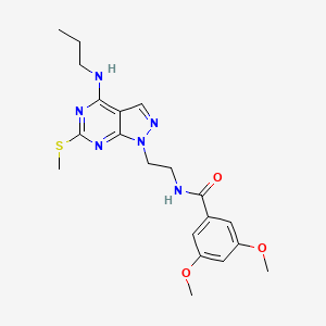 3,5-dimethoxy-N-(2-(6-(methylthio)-4-(propylamino)-1H-pyrazolo[3,4-d]pyrimidin-1-yl)ethyl)benzamide