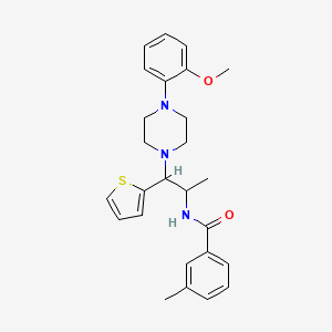 N-(1-(4-(2-methoxyphenyl)piperazin-1-yl)-1-(thiophen-2-yl)propan-2-yl)-3-methylbenzamide