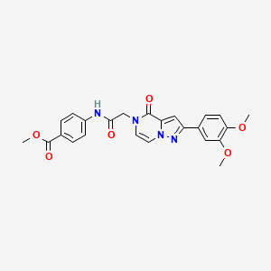 molecular formula C24H22N4O6 B2546291 methyl 4-({[2-(3,4-dimethoxyphenyl)-4-oxopyrazolo[1,5-a]pyrazin-5(4H)-yl]acetyl}amino)benzoate CAS No. 941938-81-4
