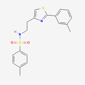 molecular formula C19H20N2O2S2 B2546292 4-methyl-N-(2-(2-(m-tolyl)thiazol-4-yl)ethyl)benzenesulfonamide CAS No. 896604-62-9