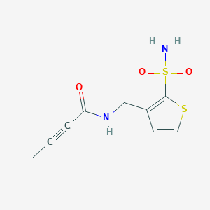 molecular formula C9H10N2O3S2 B2546327 N-[(2-Sulfamoylthiophen-3-yl)methyl]but-2-ynamide CAS No. 2411264-98-5