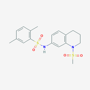 molecular formula C18H22N2O4S2 B2546356 N-(1-methanesulfonyl-1,2,3,4-tetrahydroquinolin-7-yl)-2,5-dimethylbenzene-1-sulfonamide CAS No. 946352-59-6
