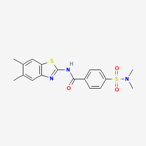 molecular formula C18H19N3O3S2 B2546370 N-(5,6-dimethyl-1,3-benzothiazol-2-yl)-4-(dimethylsulfamoyl)benzamide CAS No. 898372-14-0