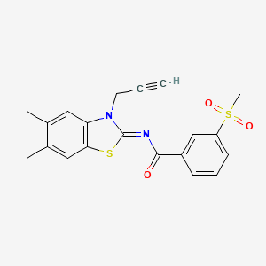 molecular formula C20H18N2O3S2 B2546410 N-[(2Z)-5,6-dimethyl-3-(prop-2-yn-1-yl)-2,3-dihydro-1,3-benzothiazol-2-ylidene]-3-methanesulfonylbenzamide CAS No. 886944-51-0