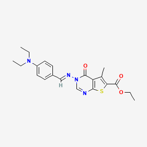 B2546413 (E)-ethyl 3-((4-(diethylamino)benzylidene)amino)-5-methyl-4-oxo-3,4-dihydrothieno[2,3-d]pyrimidine-6-carboxylate CAS No. 301675-99-0