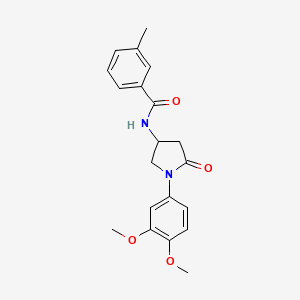 molecular formula C20H22N2O4 B2546426 N-[1-(3,4-dimethoxyphenyl)-5-oxopyrrolidin-3-yl]-3-methylbenzamide CAS No. 900996-56-7