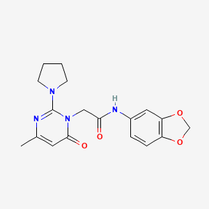 B2546428 N-1,3-benzodioxol-5-yl-2-(4-methyl-6-oxo-2-pyrrolidin-1-ylpyrimidin-1(6H)-yl)acetamide CAS No. 1251609-40-1