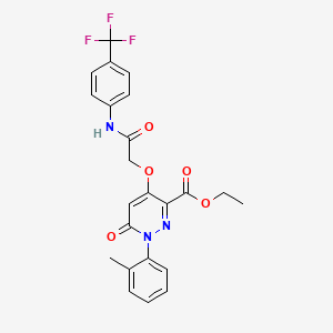 molecular formula C23H20F3N3O5 B2546454 ethyl 1-(2-methylphenyl)-6-oxo-4-({[4-(trifluoromethyl)phenyl]carbamoyl}methoxy)-1,6-dihydropyridazine-3-carboxylate CAS No. 899992-46-2