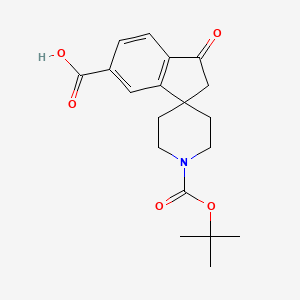 molecular formula C19H23NO5 B2546470 1'-(tert-Butoxycarbonyl)-3-oxo-2,3-dihydrospiro[indene-1,4'-piperidine]-6-carboxylic acid CAS No. 1160247-47-1