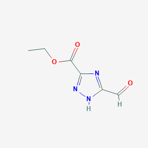 molecular formula C6H7N3O3 B2546488 Ethyl 5-formyl-1H-1,2,4-triazole-3-carboxylate CAS No. 2551114-51-1