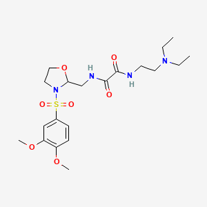 molecular formula C20H32N4O7S B2546499 N-[2-(diethylamino)ethyl]-N'-{[3-(3,4-dimethoxybenzenesulfonyl)-1,3-oxazolidin-2-yl]methyl}ethanediamide CAS No. 868982-99-4