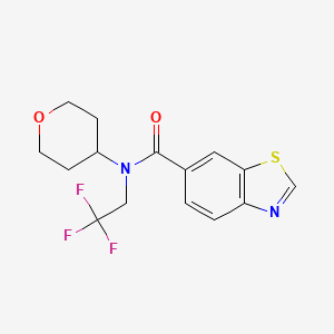 molecular formula C15H15F3N2O2S B2546521 N-(oxan-4-yl)-N-(2,2,2-trifluoroethyl)-1,3-benzothiazole-6-carboxamide CAS No. 1706399-55-4