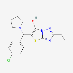 molecular formula C17H19ClN4OS B2546532 5-((4-Chlorophenyl)(pyrrolidin-1-yl)methyl)-2-ethylthiazolo[3,2-b][1,2,4]triazol-6-ol CAS No. 898361-25-6