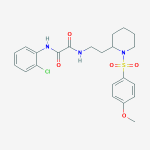 molecular formula C22H26ClN3O5S B2546563 N'-(2-chlorophenyl)-N-{2-[1-(4-methoxybenzenesulfonyl)piperidin-2-yl]ethyl}ethanediamide CAS No. 898445-97-1