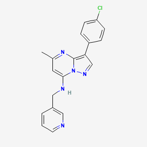 molecular formula C19H16ClN5 B2546568 3-(4-chlorophenyl)-5-methyl-N-(pyridin-3-ylmethyl)pyrazolo[1,5-a]pyrimidin-7-amine CAS No. 896811-22-6