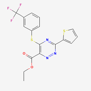 Ethyl 3-thiophen-2-yl-5-[3-(trifluoromethyl)phenyl]sulfanyl-1,2,4-triazine-6-carboxylate