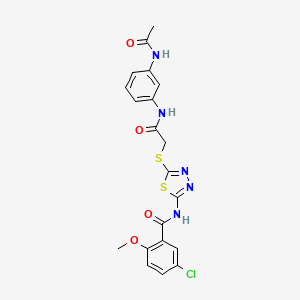 N-(5-((2-((3-acetamidophenyl)amino)-2-oxoethyl)thio)-1,3,4-thiadiazol-2-yl)-5-chloro-2-methoxybenzamide