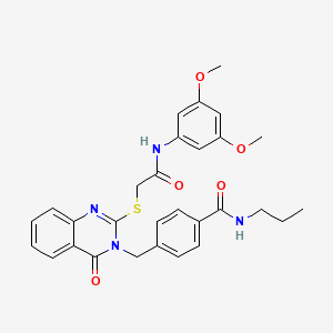 4-((2-((2-((3,5-dimethoxyphenyl)amino)-2-oxoethyl)thio)-4-oxoquinazolin-3(4H)-yl)methyl)-N-propylbenzamide