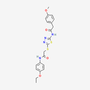 molecular formula C21H22N4O4S2 B2546606 N-(4-ethoxyphenyl)-2-((5-(2-(4-methoxyphenyl)acetamido)-1,3,4-thiadiazol-2-yl)thio)acetamide CAS No. 391869-62-8