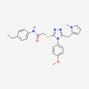 molecular formula C25H27N5O2S B2546610 N-(4-ethylphenyl)-2-((4-(4-methoxyphenyl)-5-((1-methyl-1H-pyrrol-2-yl)methyl)-4H-1,2,4-triazol-3-yl)thio)acetamide CAS No. 847392-98-7