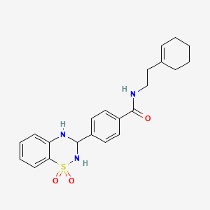 molecular formula C22H25N3O3S B2546614 N-(2-(cyclohex-1-en-1-yl)ethyl)-4-(1,1-dioxido-3,4-dihydro-2H-benzo[e][1,2,4]thiadiazin-3-yl)benzamide CAS No. 933214-33-6