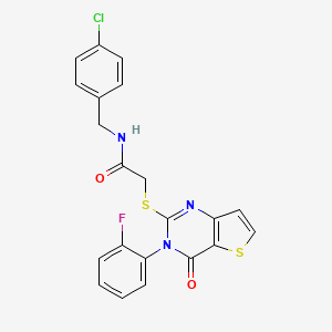 molecular formula C21H15ClFN3O2S2 B2546626 N-(4-chlorobenzyl)-2-{[3-(2-fluorophenyl)-4-oxo-3,4-dihydrothieno[3,2-d]pyrimidin-2-yl]sulfanyl}acetamide CAS No. 1260989-20-5